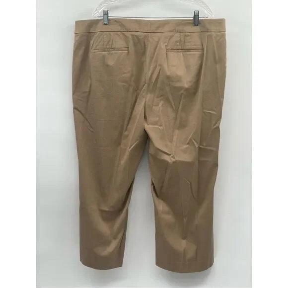 Talbots Cropped Capri Pants‎ Women Plus Size 20 Khaki Brown Tan Gold Button New - Picture 2 of 10